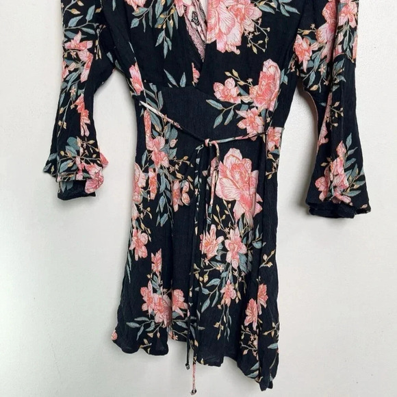 Billabong Womens Small Floral Wrap  Belted Mini Dress - Picture 10 of 11